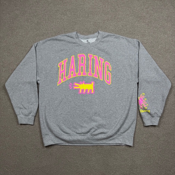 Keith Haring Sweatshirt Women's Size XL Gray Pullover Dog Graphic Casual - Picture 1 of 8